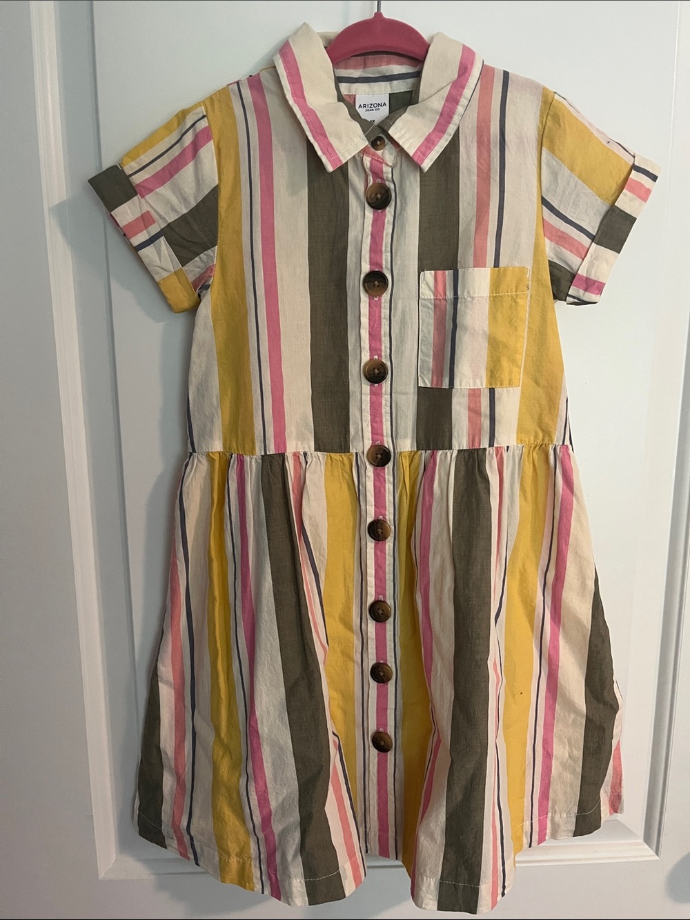 Arizona Jean Company Multicolor Striped Button-Down Cotton Dress Size 6x NWT